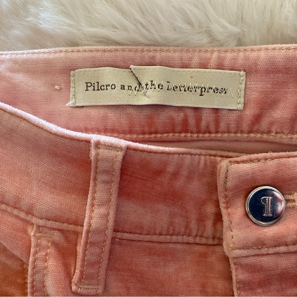 NWOT Pilcro Velvet Serif Mid-Rise Pink Velour Skinny Jeans Sz 27 28 - Picture 10 of 15
